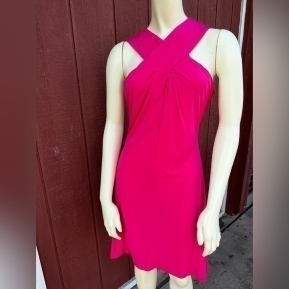 Michael Kors Halter Cross Neck Fit & Flare Dress